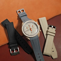 Retro Curved End Rubber Strap for Omega x Swatch Moonswatch in Grey
