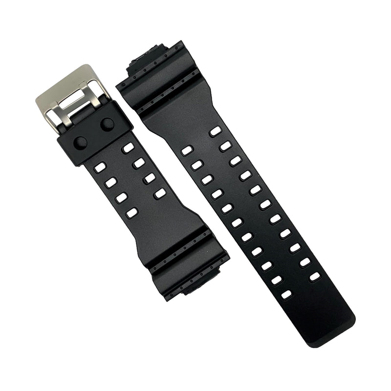 G-Shock Rubber Strap in Black with Silver Buckle