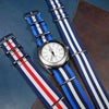 Premium Nato Strap in Blue Black White