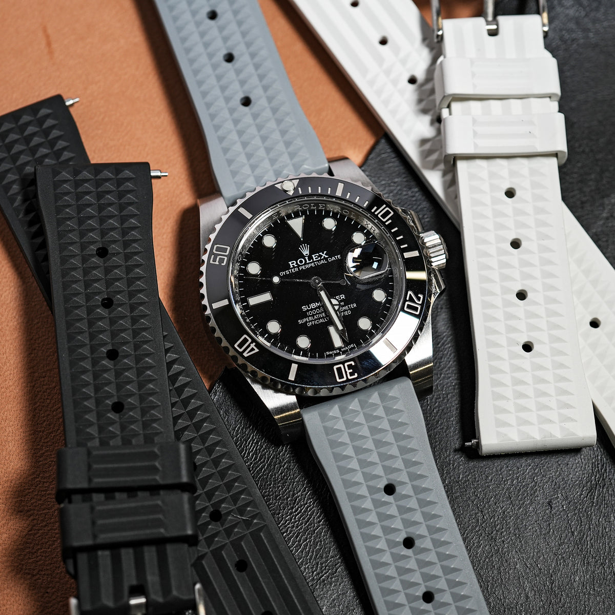 Waffle FKM Rubber Strap in Grey