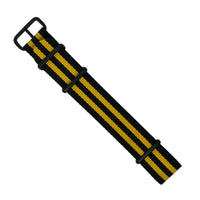 Premium Nato Strap in Black Yellow Small Stripes Bumblebee