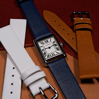 Unstitched Smooth Leather Watch Strap in Navy