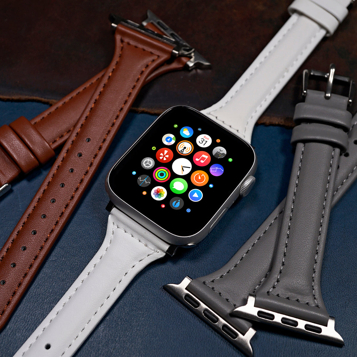 Slim Leather Strap in White (Apple Watch)