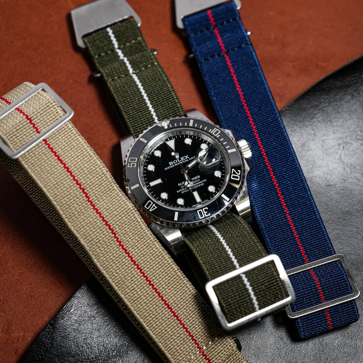 Marine Nationale Strap in Olive White