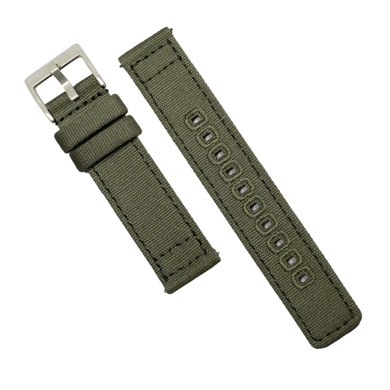 Quick Release Canvas Watch Strap in Olive