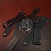 Premium Vintage Oil Waxed Leather Watch Strap in Brown