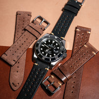Premium Rally Leather Watch Strap in Black