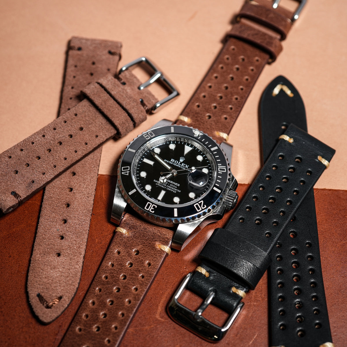 Premium Rally Leather Watch Strap in Tan