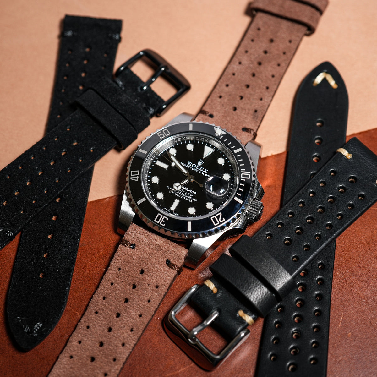 Premium Rally Suede Leather Watch Strap in Brown