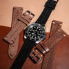 Premium Rally Suede Leather Watch Strap in Black