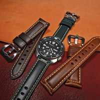 M2 Oil Waxed Leather Watch Strap in Navy