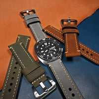 M1 Vintage Leather Watch Strap in Grey