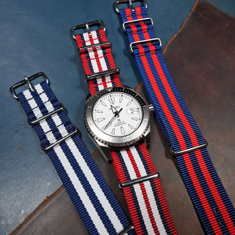 Premium Nato Strap in Red Navy White