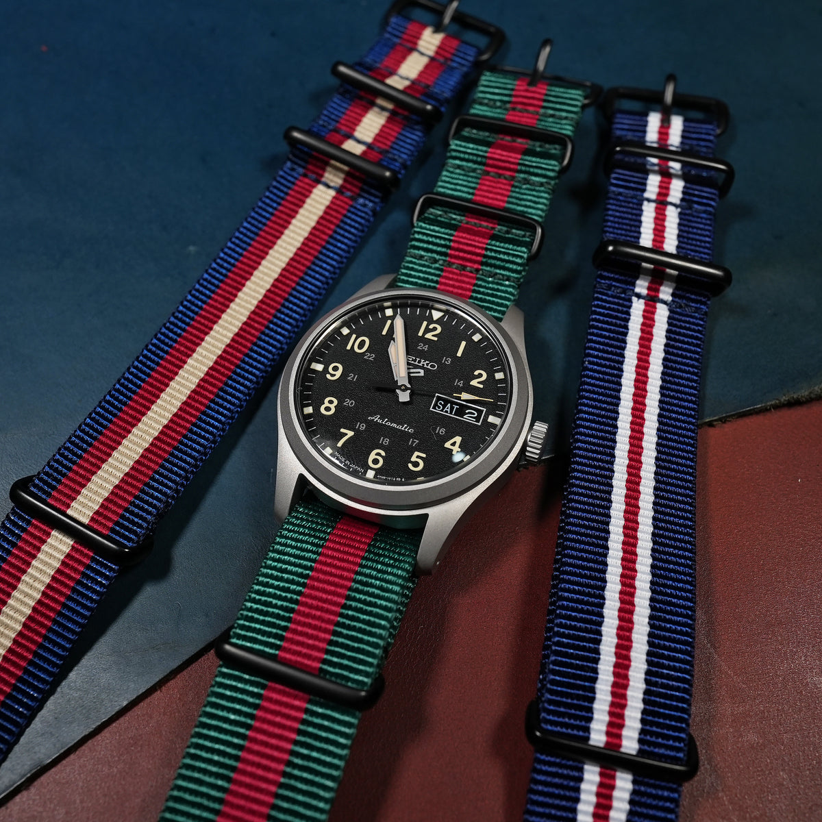 Premium Nato Strap in Green Red