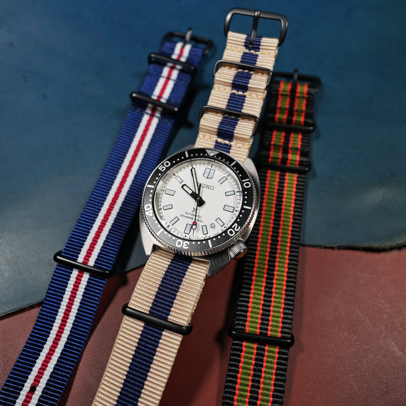 Premium Nato Strap in Biege Navy