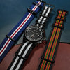 Premium Nato Strap in Black White Small Stripes