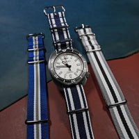 Premium Nato Strap in Navy White Pattern