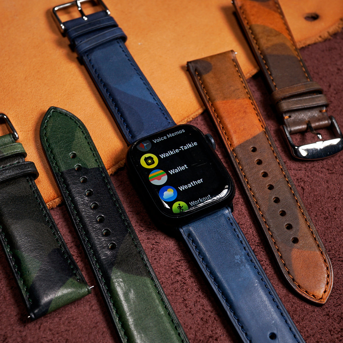 Classic LPA Camo Leather Strap in Blue Camo (Apple Watch)
