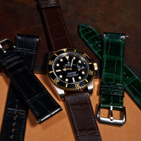 Alligator Leather Watch Strap in Brown (Non-Glossy)