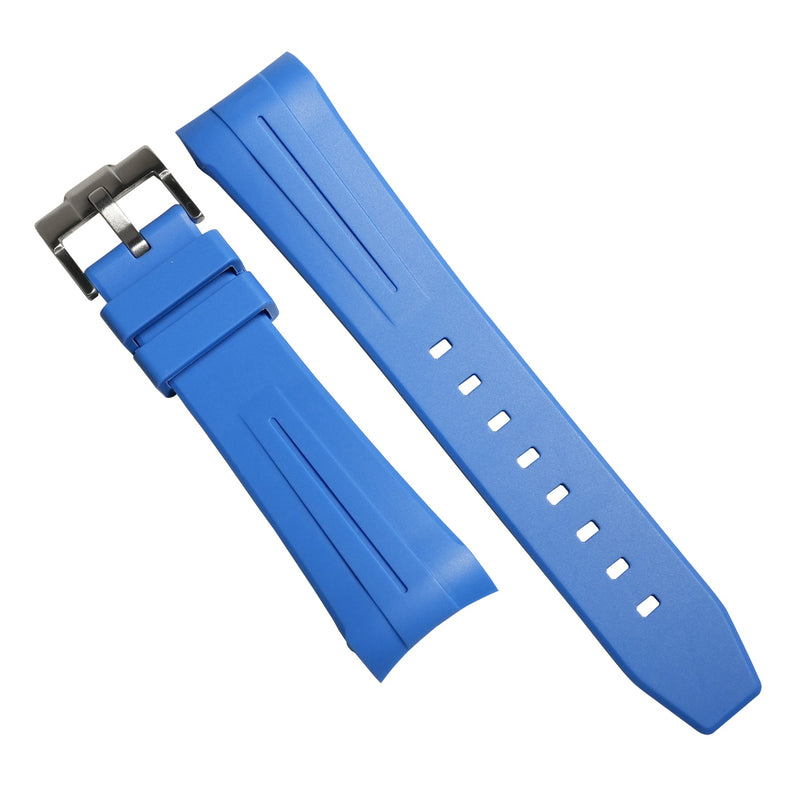 Curved End Rubber Strap for Blancpain x Swatch Scuba Fifty Fathoms in Blue