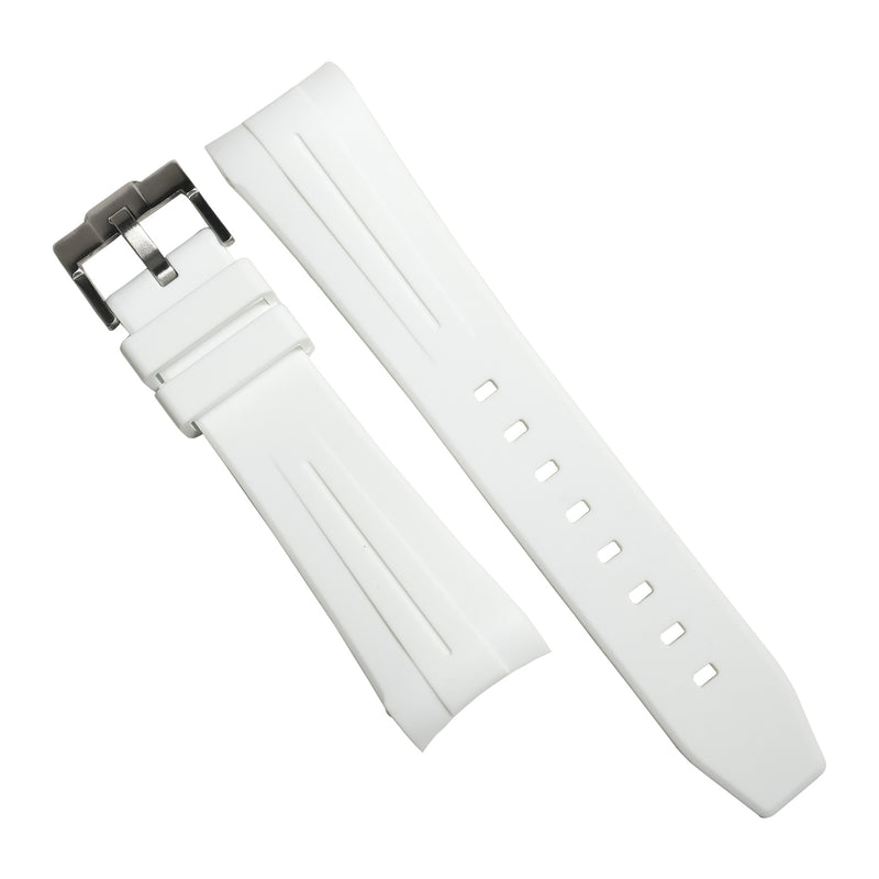 Curved End Rubber Strap for Blancpain x Swatch Scuba Fifty Fathoms in White