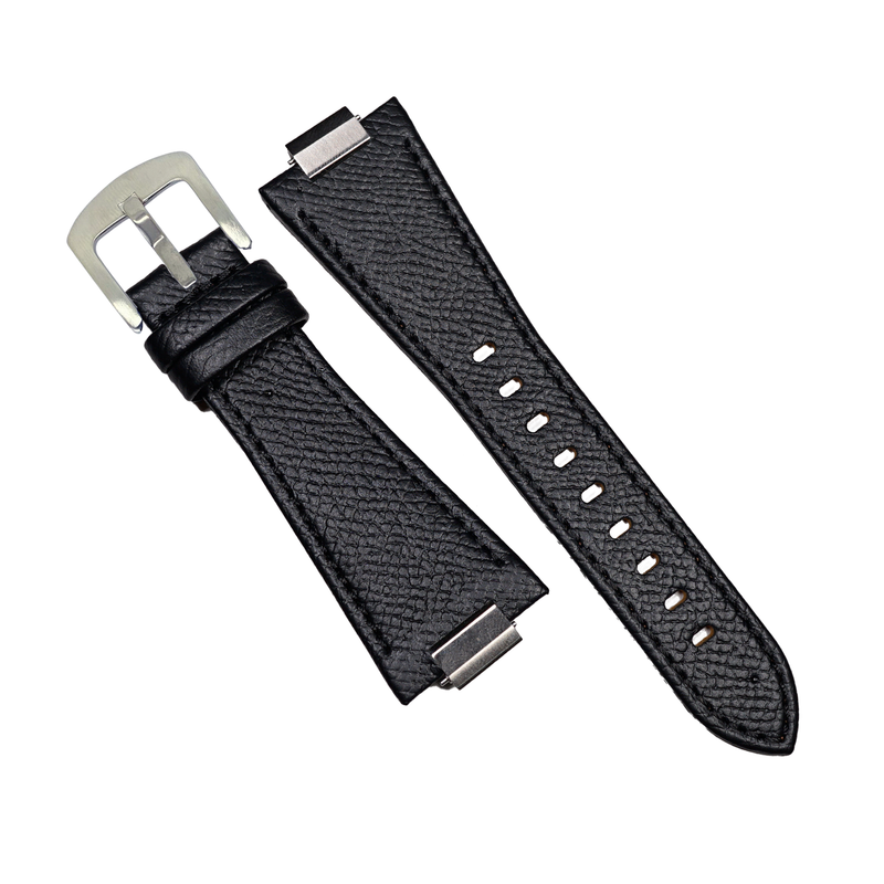 Genuine Croc Pattern Leather Watch Strap in Black (Tissot PRX 40)