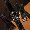 Ostrich Leather Watch Strap in Black