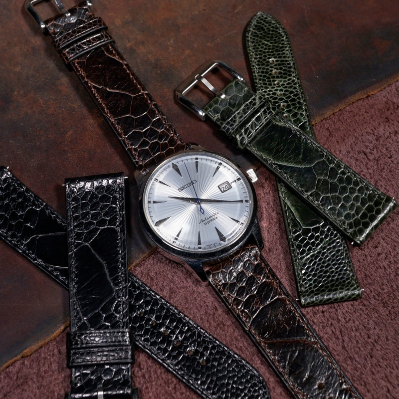 Ostrich Leather Watch Strap in Brown