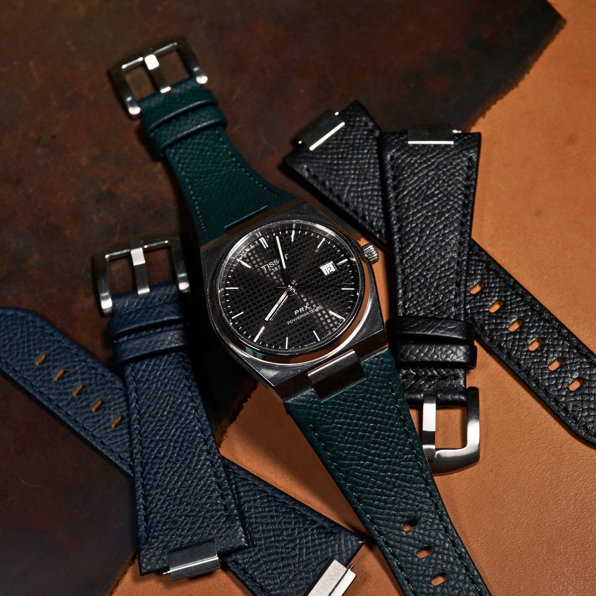 Dress Epsom Leather Strap in Green (Tissot PRX 40mm)