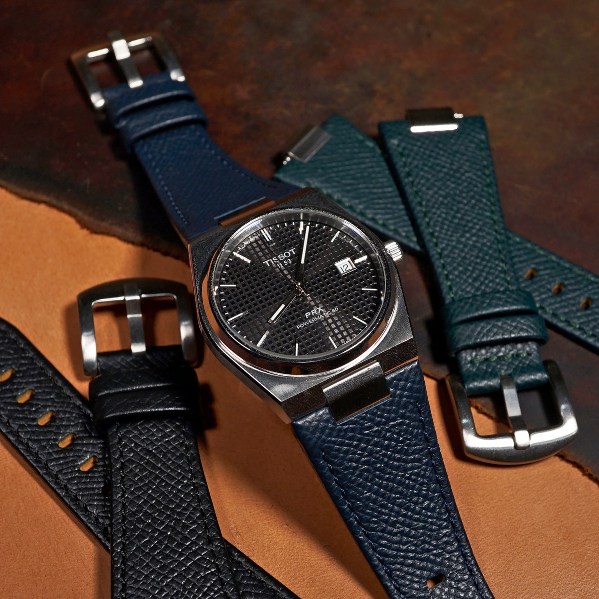 Dress Epsom Leather Strap in Navy (Tissot PRX 40mm)