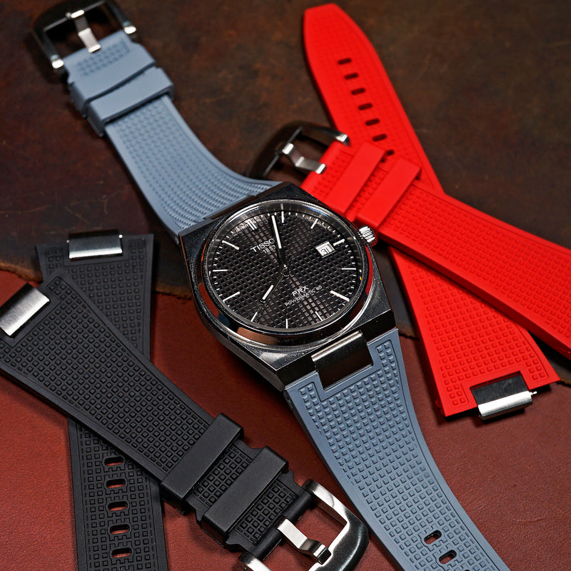 Waffle FKM Rubber Strap in Grey for Tissot PRX