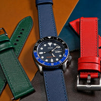 Performax Saffiano Leather FKM Rubber Hybrid Strap in Navy