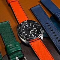 Performax Saffiano Leather FKM Rubber Hybrid Strap in Orange