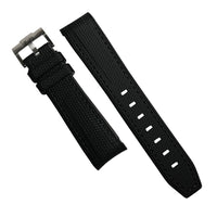 Retro Curved End Rubber Strap for Omega x Swatch Moonswatch in Black