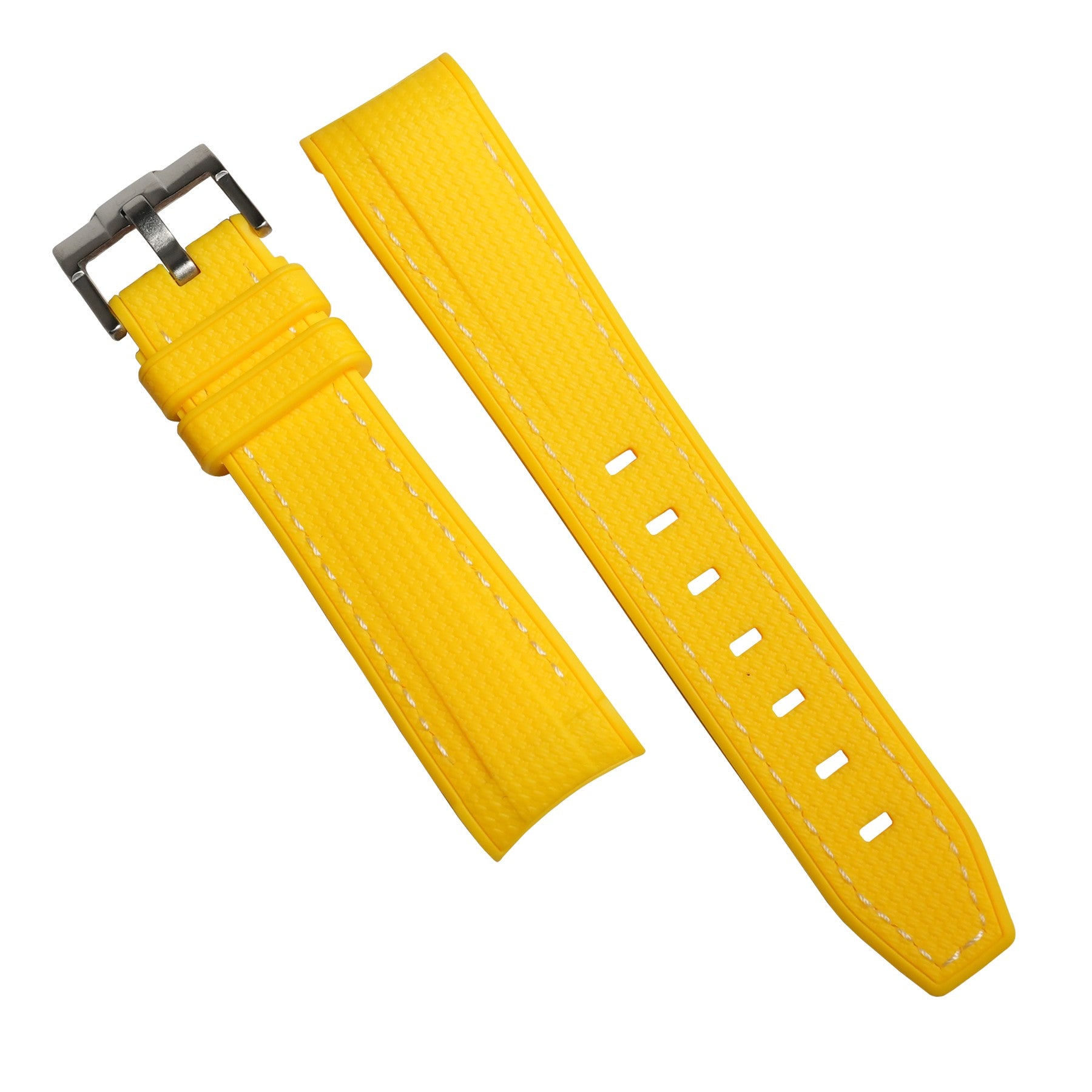 Retro Curved End Rubber Strap for Omega x Swatch Moonswatch in Yellow