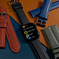 Premium Saffiano Leather Strap in Black (Apple Watch)