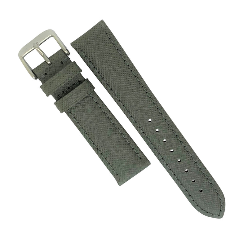 Premium Saffiano Leather Strap in Grey