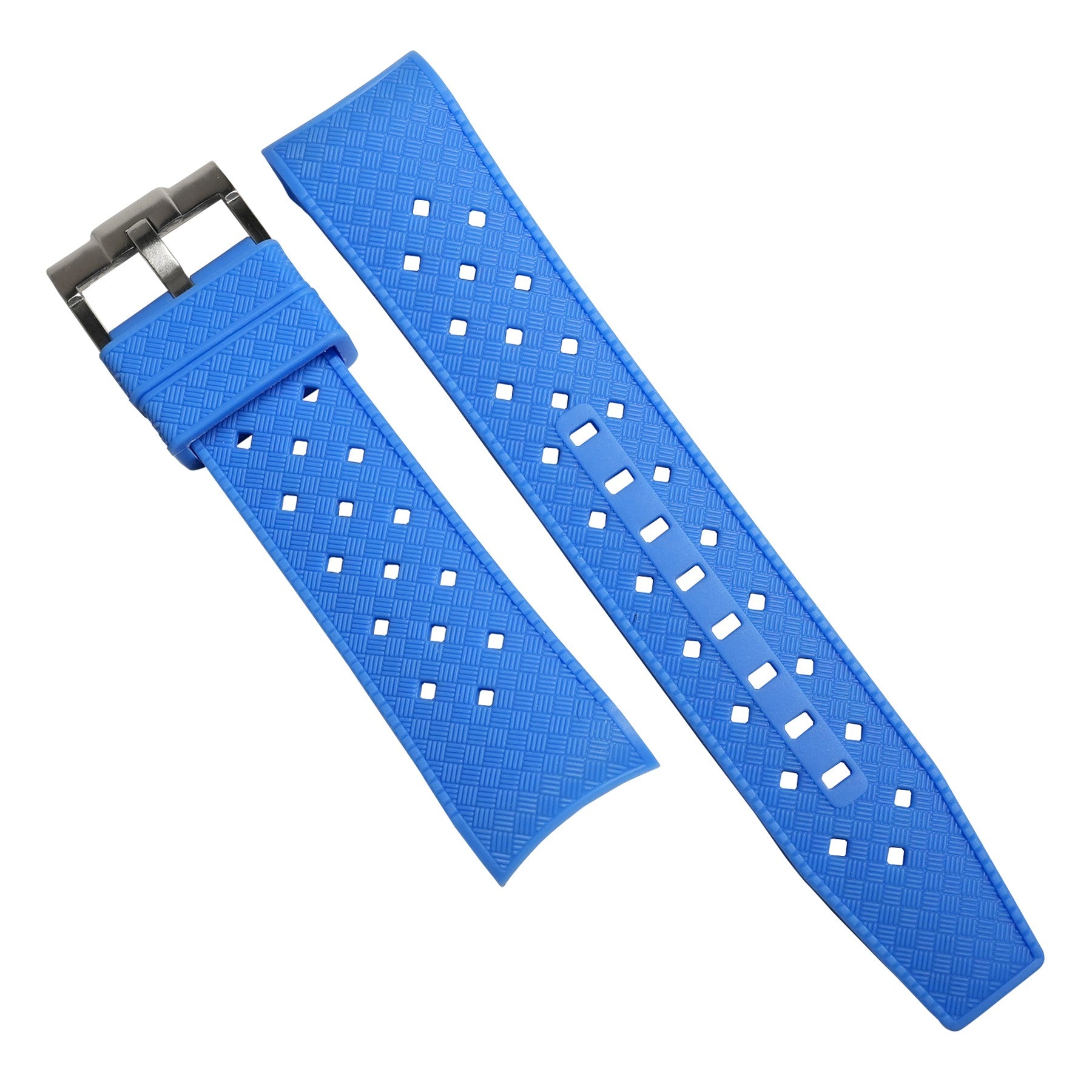 Tropic Curved End Rubber Strap for Blancpain x Swatch Scuba Fifty Fathoms in Blue