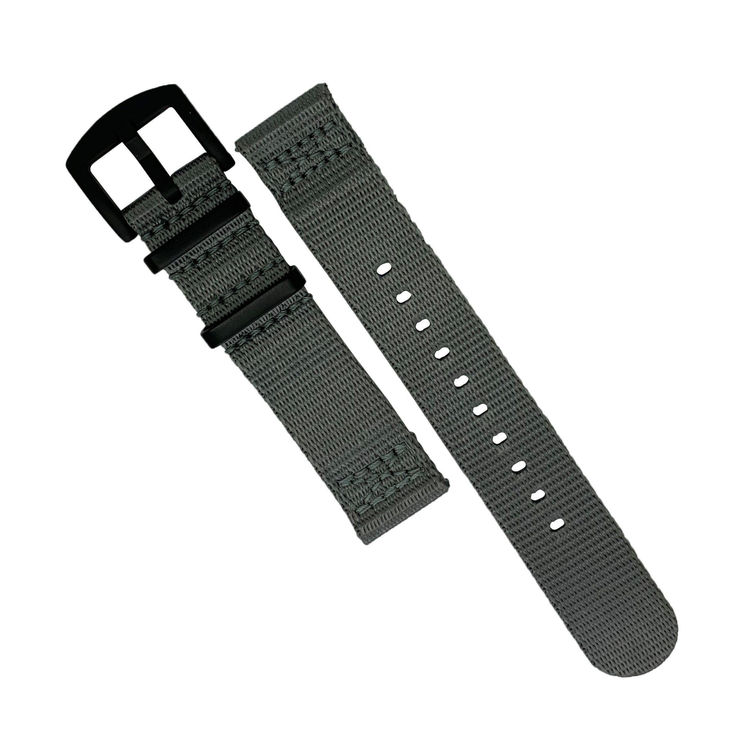 Two Piece Seat Belt Nato Strap in Grey