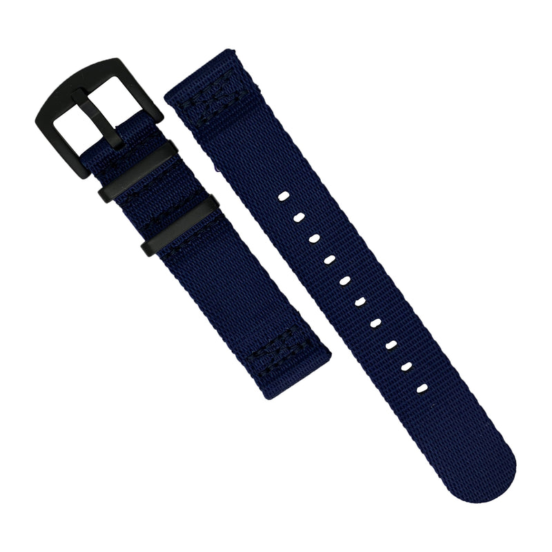 Two Piece Seat Belt Nato Strap in Navy