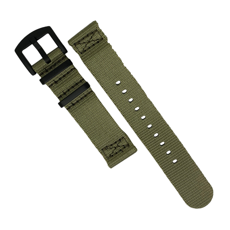 Two Piece Seat Belt Nato Strap in Olive