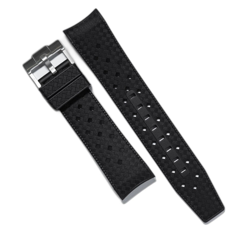 Tropik Curved End Rubber Strap for Blancpain x Swatch Scuba Fifty Fathoms in Black