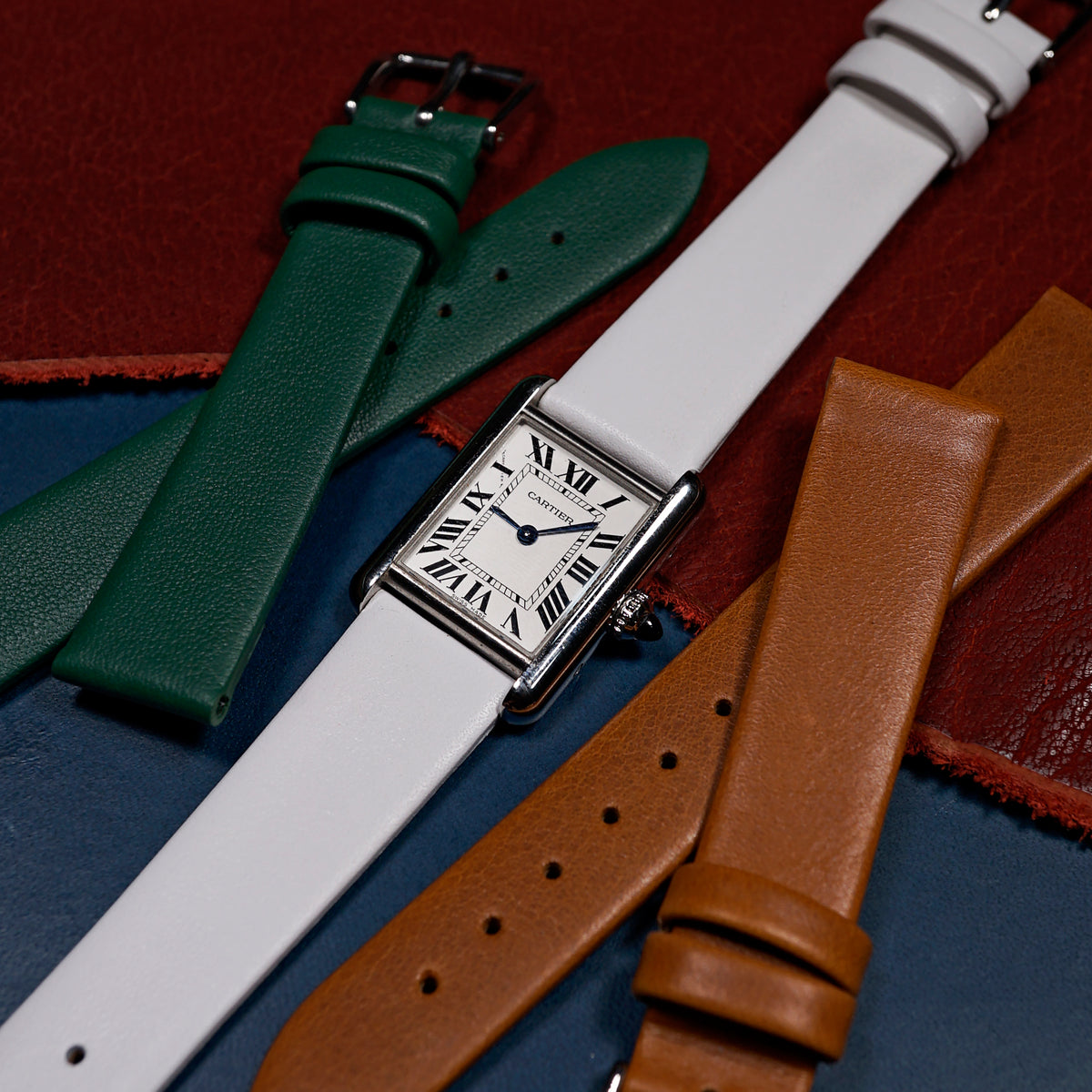 Unstitched Smooth Leather Watch Strap in White