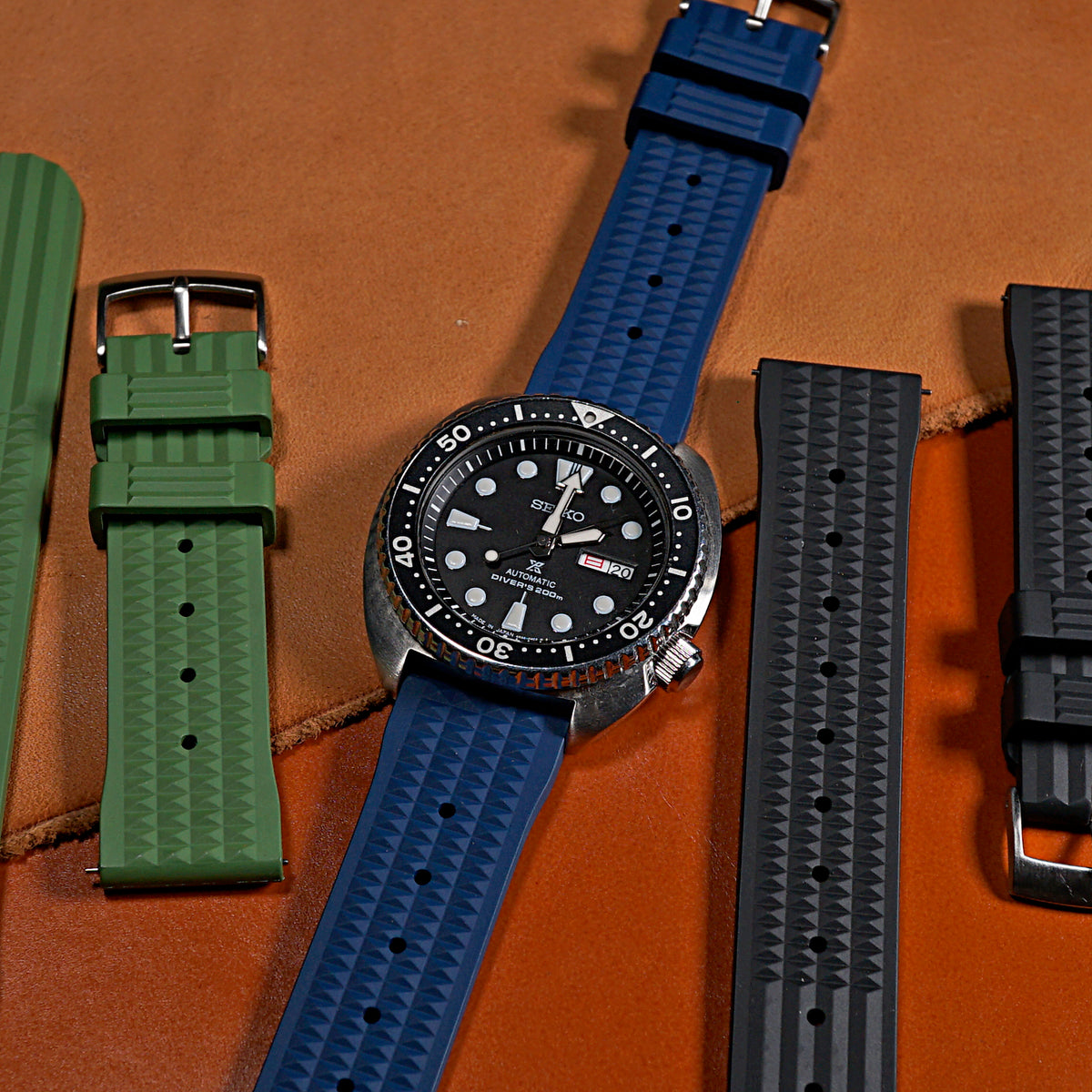 Waffle FKM Rubber Strap in Navy