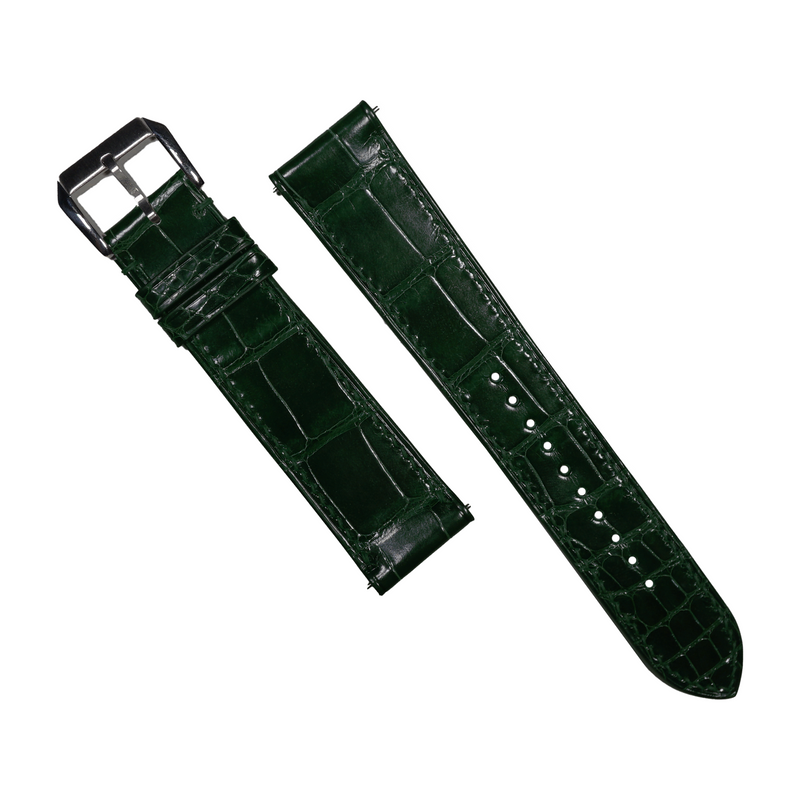 Alligator Leather Watch Strap in Green (Glossy)