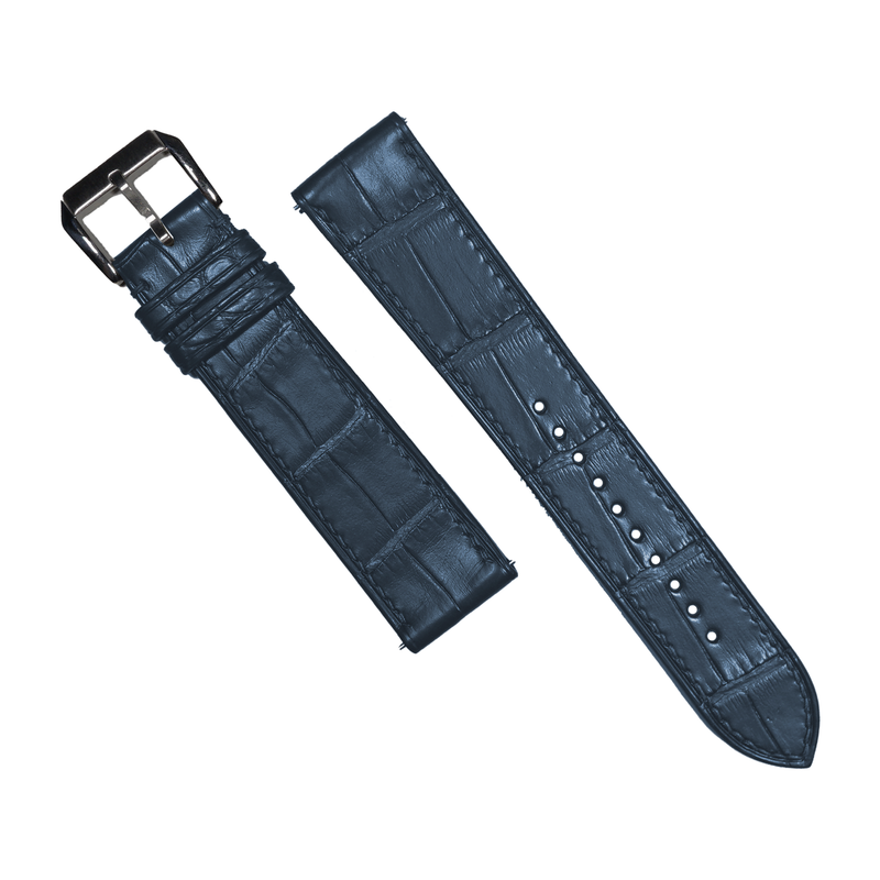 Alligator Leather Watch Strap in Marine (Non-Glossy)
