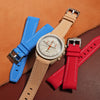 Retro Curved End Rubber Strap for Omega x Swatch Moonswatch in Biege