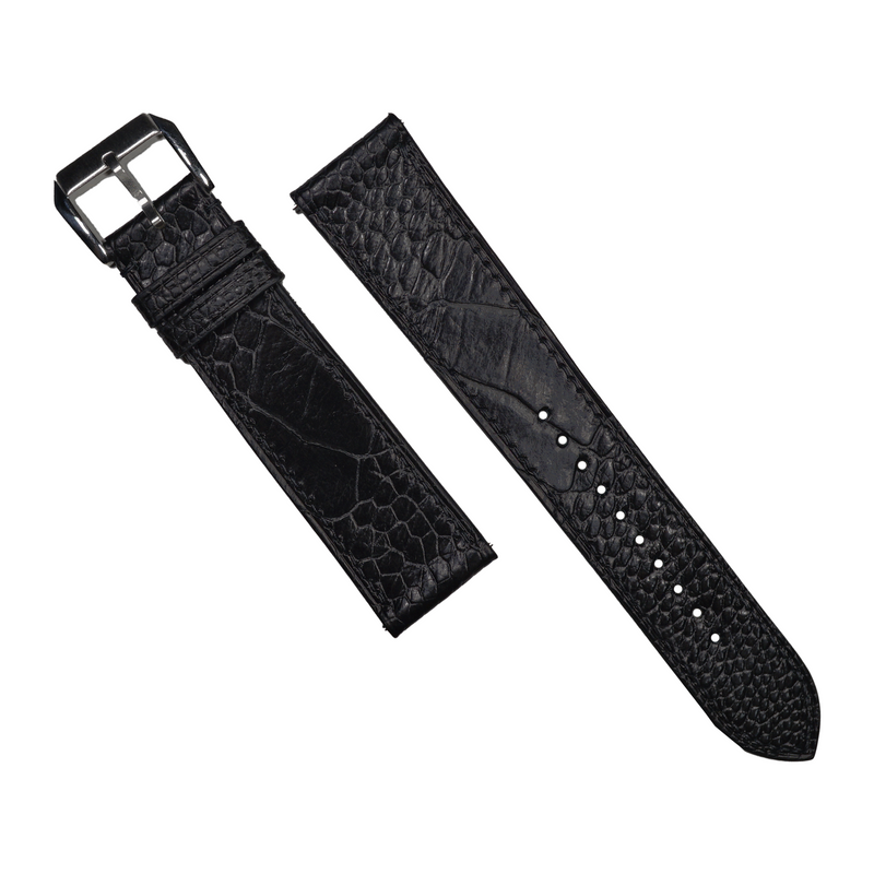 Ostrich Leather Watch Strap in Black