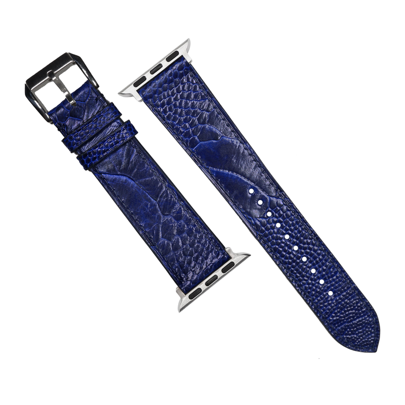 Ostrich Leather Watch Strap in Navy (Apple Watch)