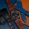 Genuine Croc Pattern Leather Watch Strap in Brown (Tissot PRX 40)